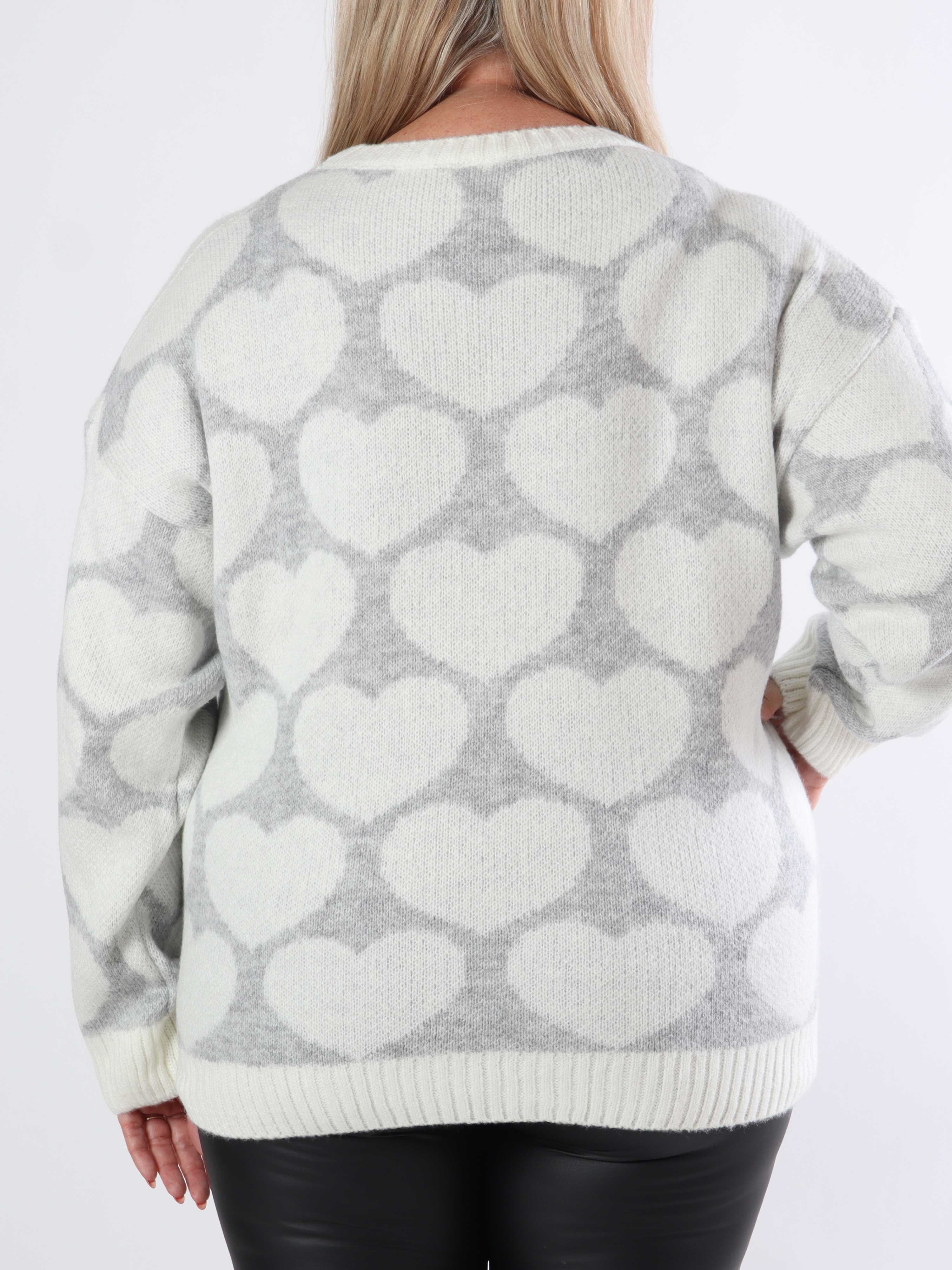 Saidy - Tjock plus size stickad blus med hjärtan